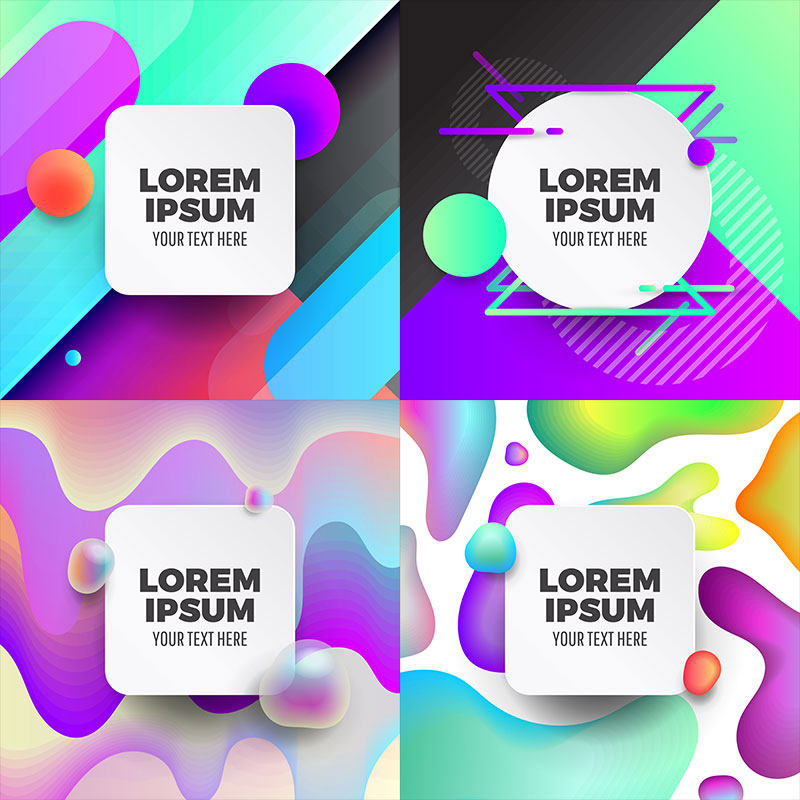 PSD时尚现代超炫流云彩块几何线条海报封面模板A4设计素材H5矢量