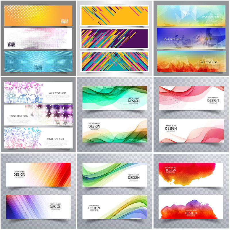 banner psd 设计素材 几何渐变横幅背景图库包eps矢量源文件模板