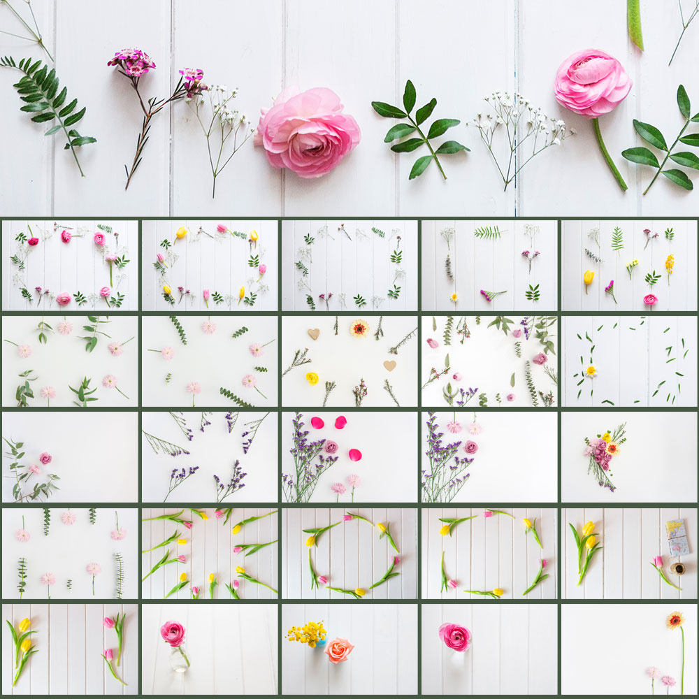 森系自然清新鲜花木纹背景花朵叶高清摄影图库设计摆拍照片素材集