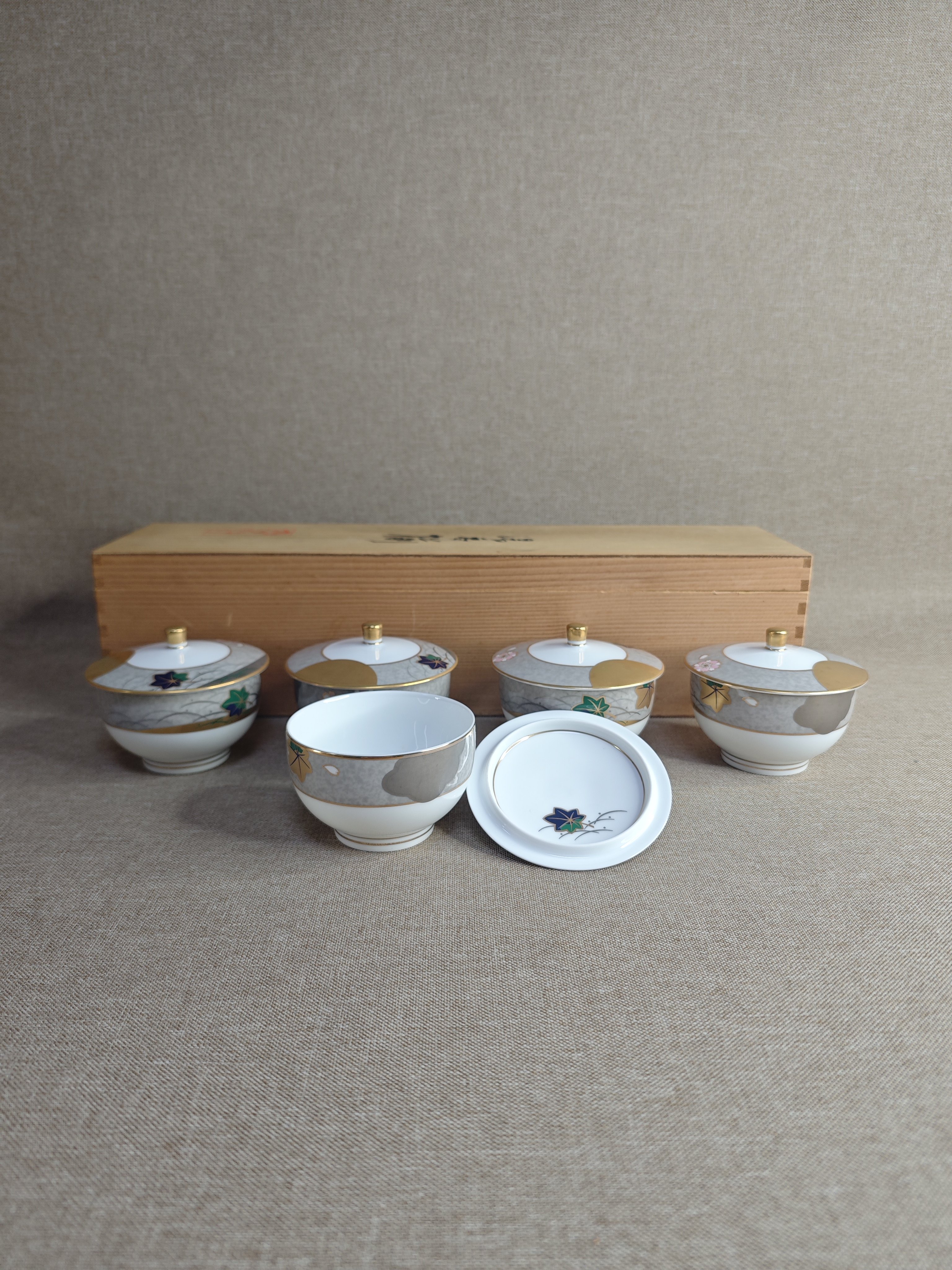 日本进口中古瓷器全新正品则武Noritake五客杯盖杯茶杯汤吞