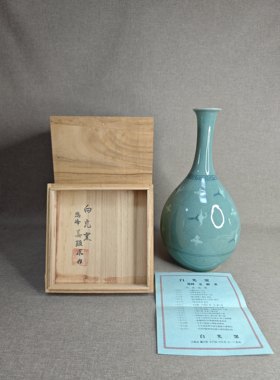日本进口中古瓷器全新正品恩峰窑韩国高丽青瓷花瓶花器