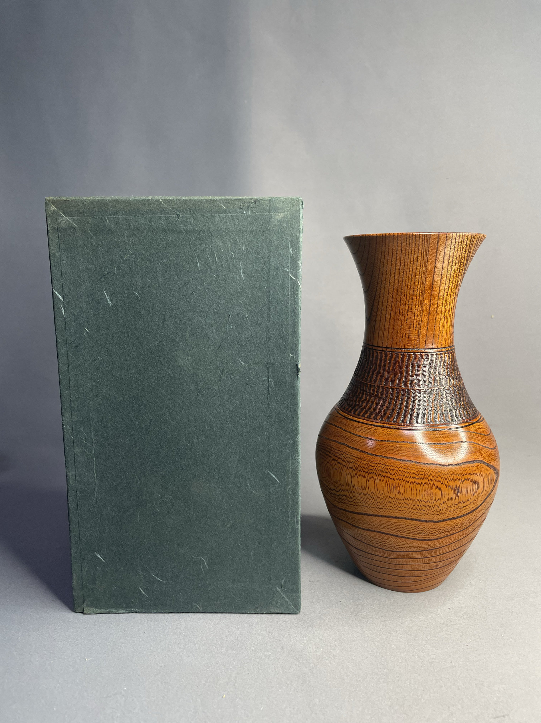 日本进口全新正品实木漆器花瓶花器手工整木制作铜内胆