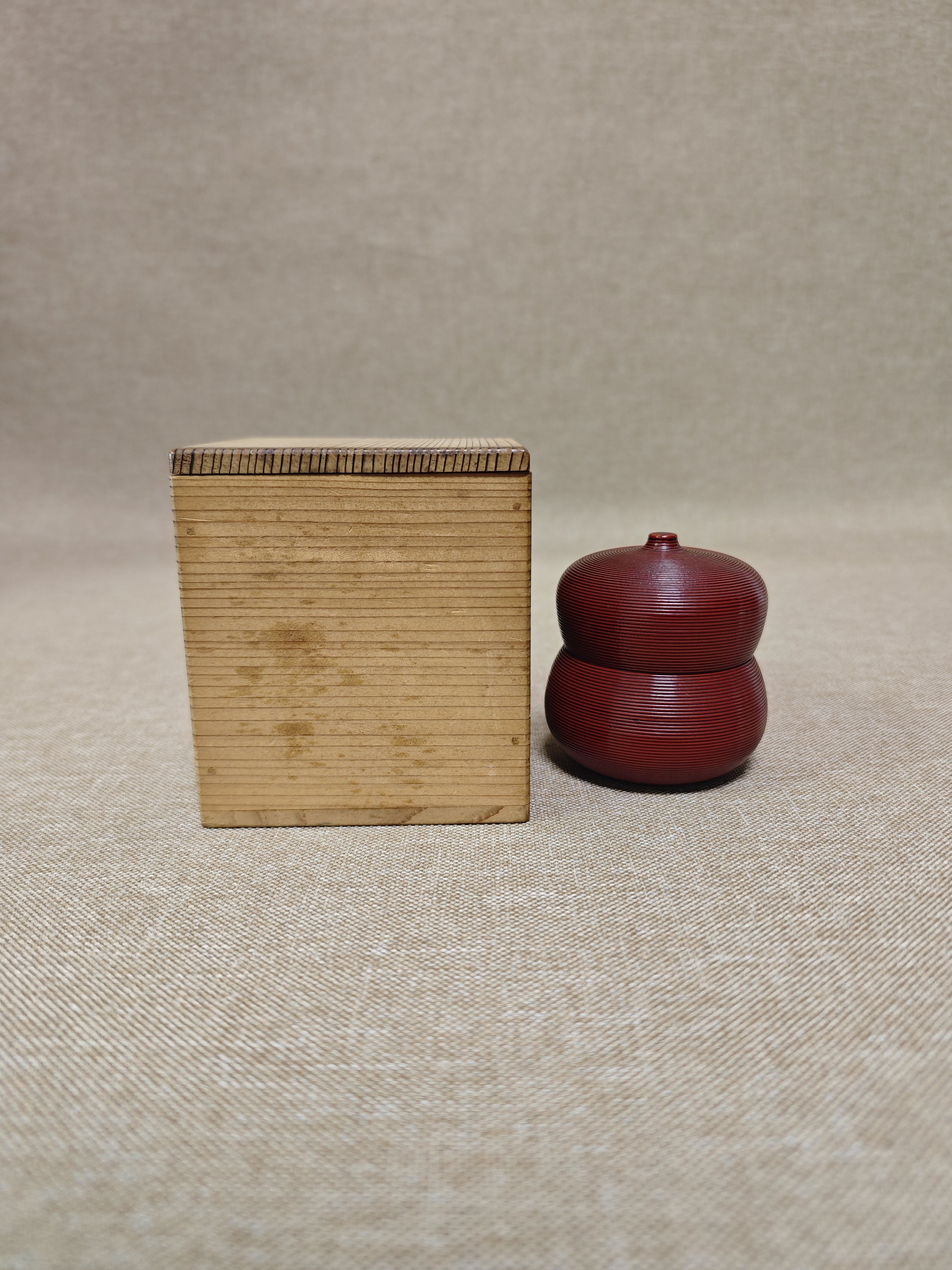 日本进口正品实木漆器瓢形茶枣茶入茶道具（9成新）