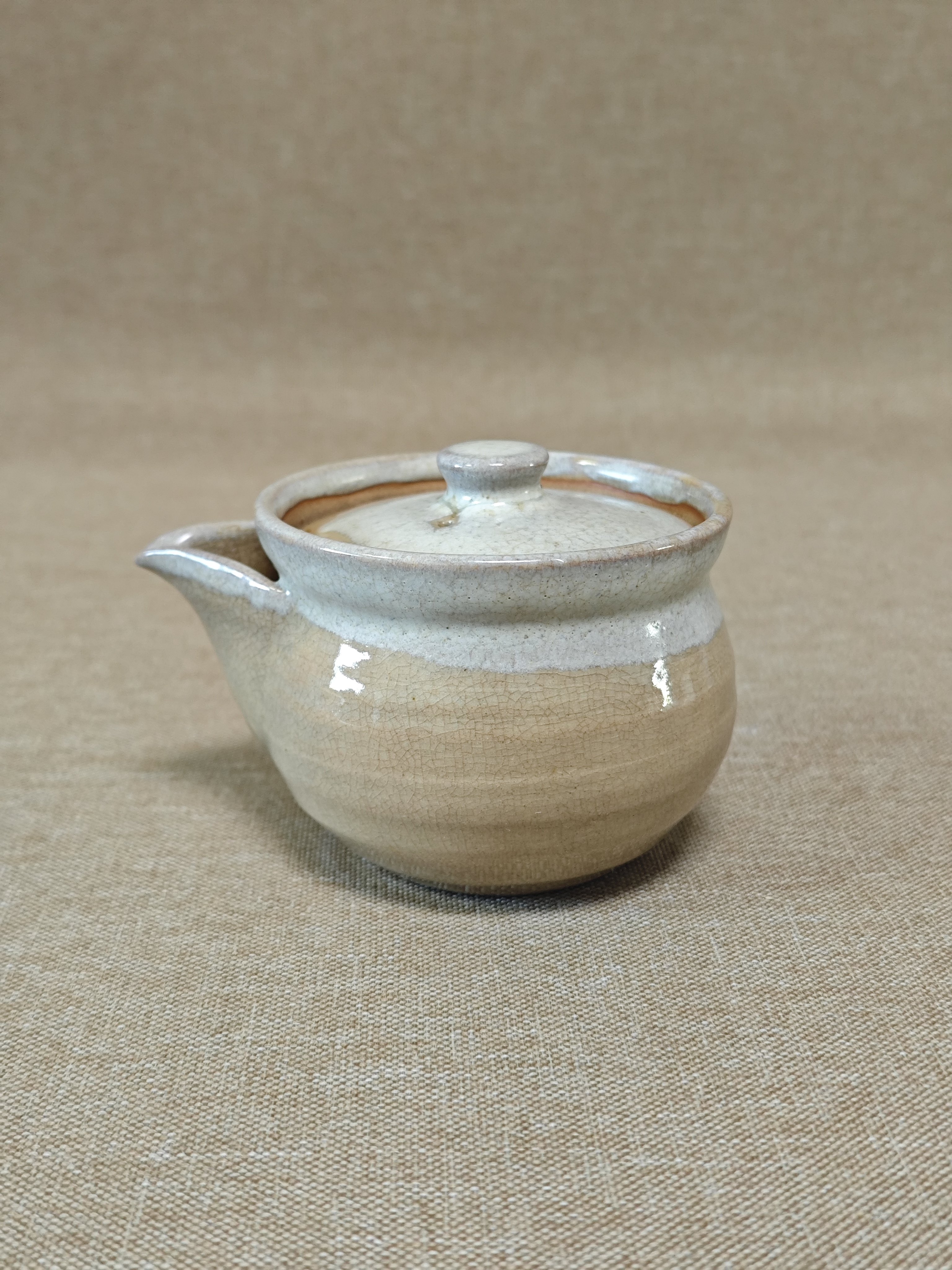 日本进口瓷器萩烧江月作宝瓶泡瓶200+毫升(旧物全品无盒)