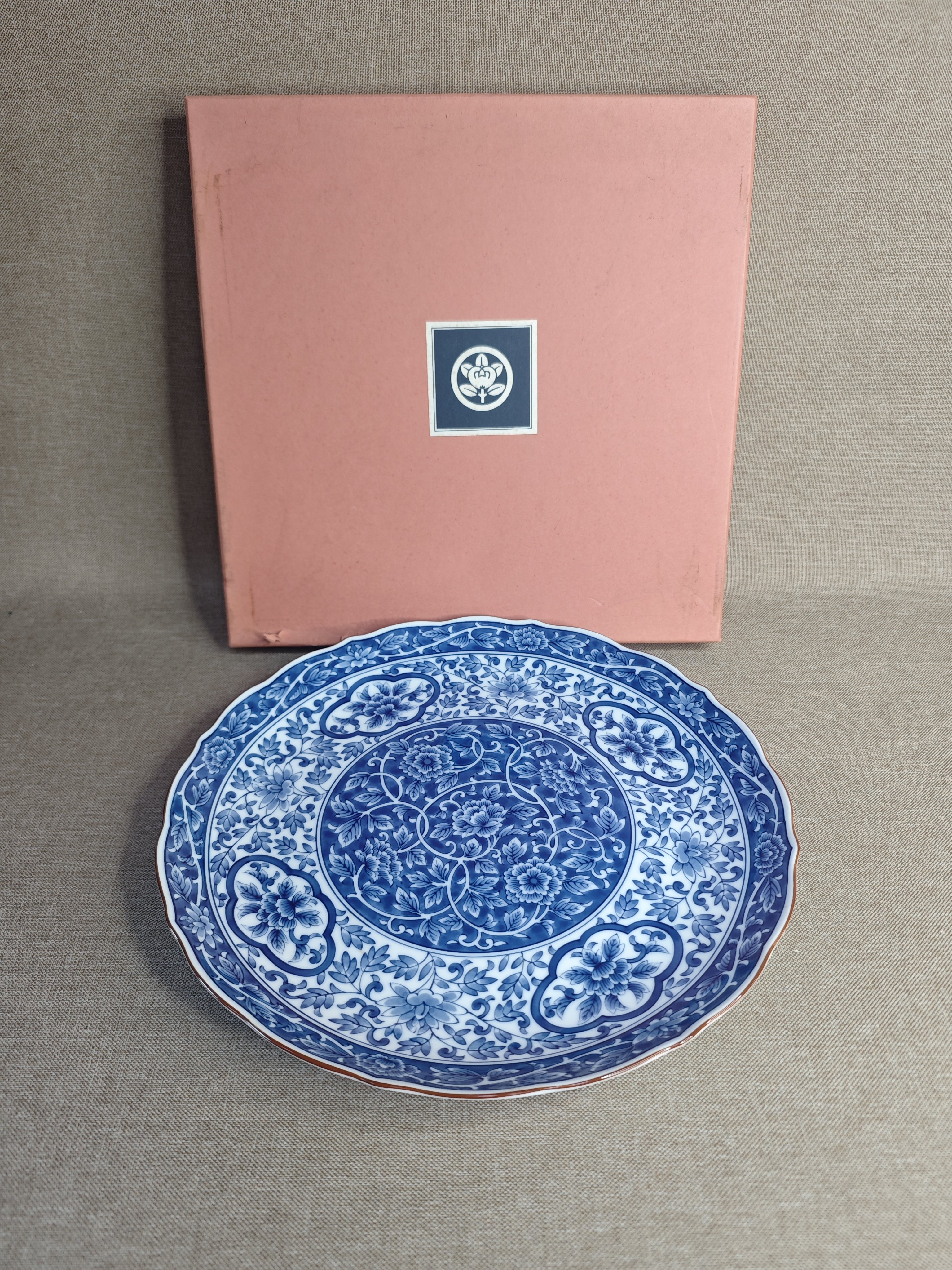 日本进口中古瓷器全新正品橘吉作青花餐盘餐具大盘