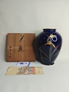 日本进口中古瓷器正品香兰社经典帝王蓝花瓶花器（9成新）