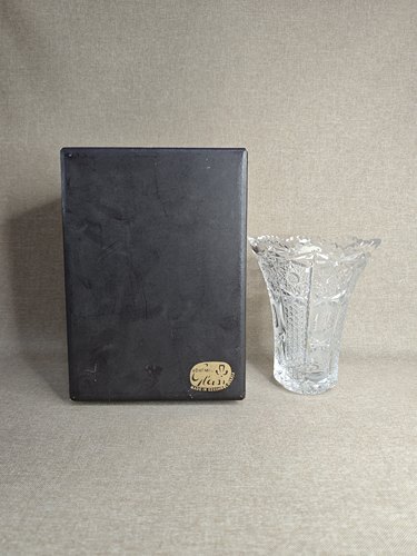 日本进口中古正品捷克产波西米亚水晶花瓶手工切割1684g（旧货）
