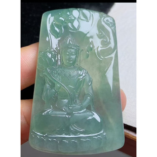 A货缅甸天然翡翠 大势之菩萨 冰种晴水 精雕细刻灵动63-38.4-5.4