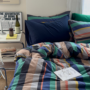 曼切斯特色织水洗棉系列全棉被套条纹纯棉床单春夏秋四季床上用品