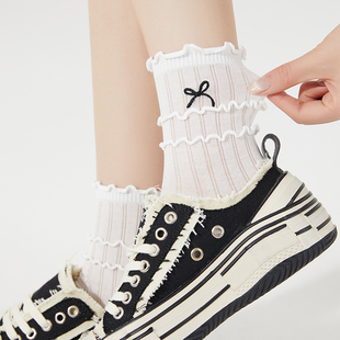 【3双装】穿搭好出片春夏薄款木耳边蝴蝶结袜子优雅减龄