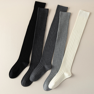 【5双装】品质生活高端时尚过膝袜穿搭纯棉无骨小腿简约时尚