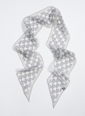 薄款真丝乔其窄版100%桑蚕丝长丝巾小领巾春秋夏季飘带韩版女百搭