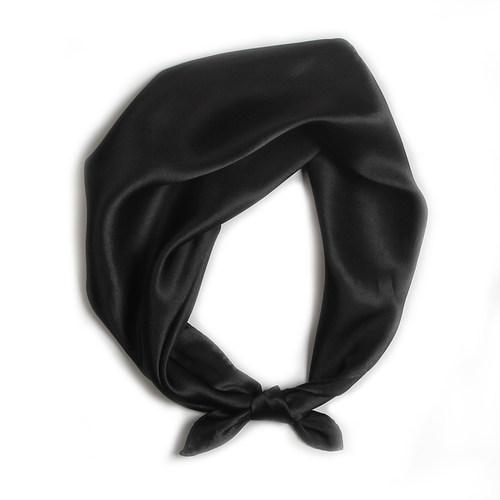 桑蚕丝真丝纯色黑色小方巾