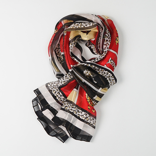 缎条绡金银线100%桑蚕丝薄款真丝纱巾丝巾围巾春秋季女士妈妈中年