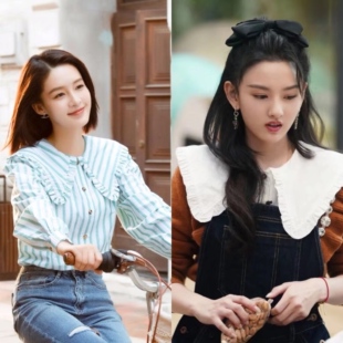 北欧小众22春夏宋祖儿孙怡复古大翻领彼得潘娃娃领纯棉长袖衬衫女