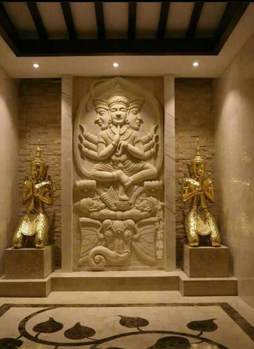砂岩浮雕东南亚酒店主题艺术壁画