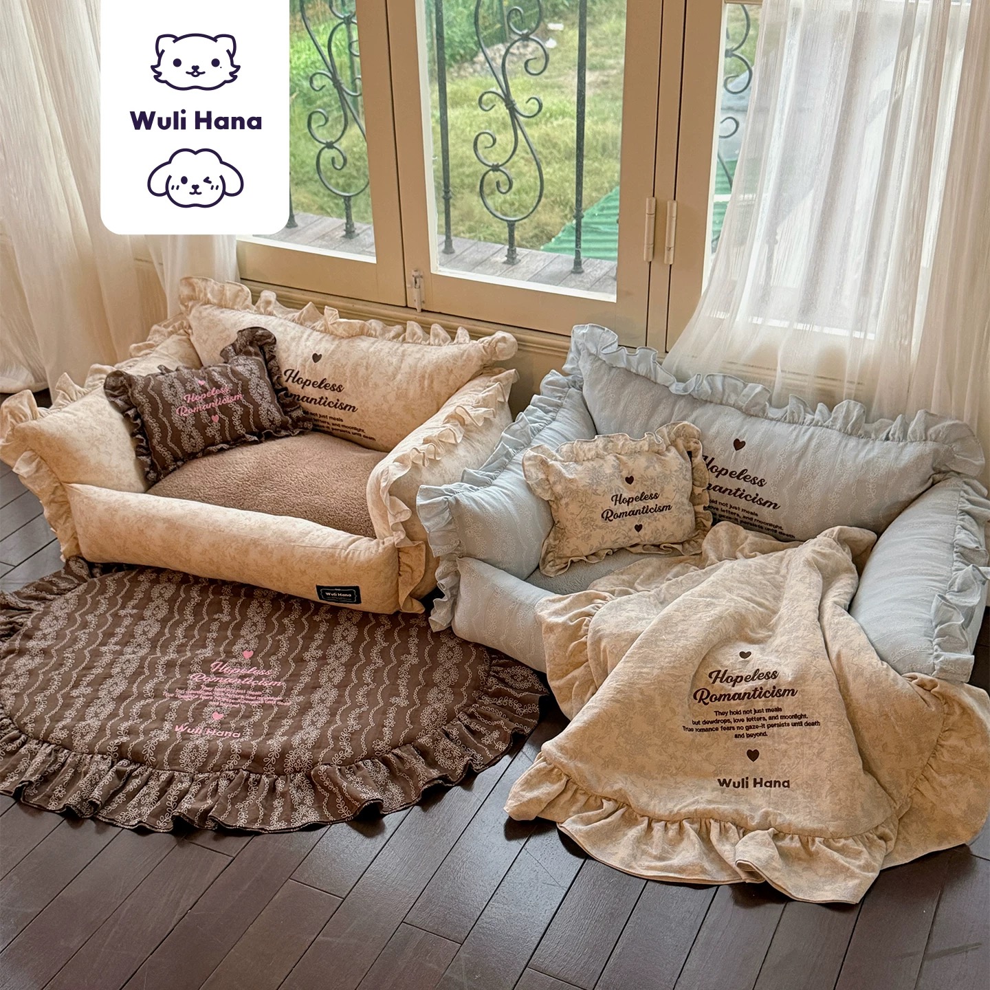 WuliHana宠物窝纯棉狗窝垫可拆洗猫窝冬季沙发碎花公主恒温面料