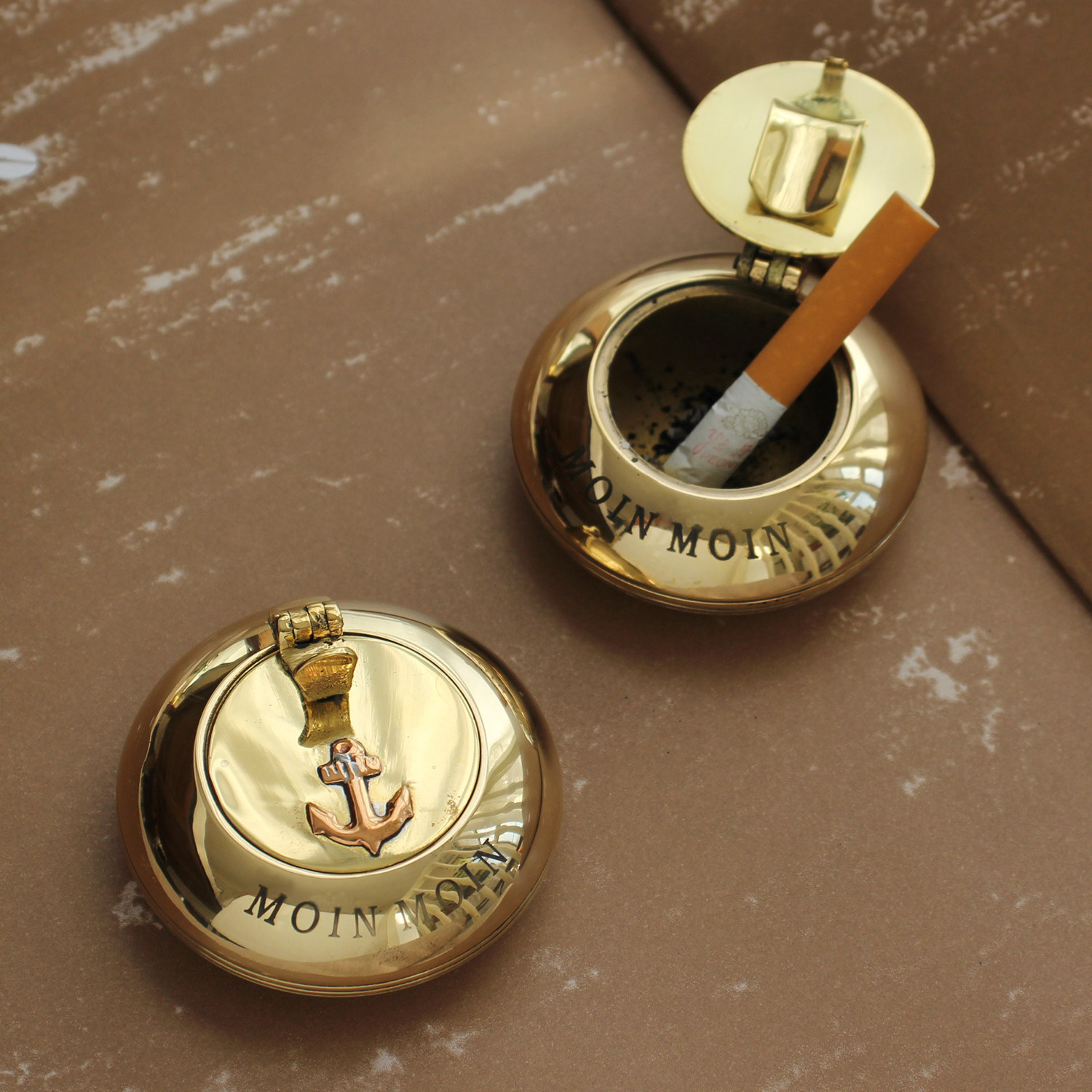 复古船锚黄铜迷你烟灰缸个性潮流印度进口手工金属随手便携烟缸