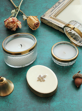 香薰蜡烛杯法式风复古黄铜玻璃