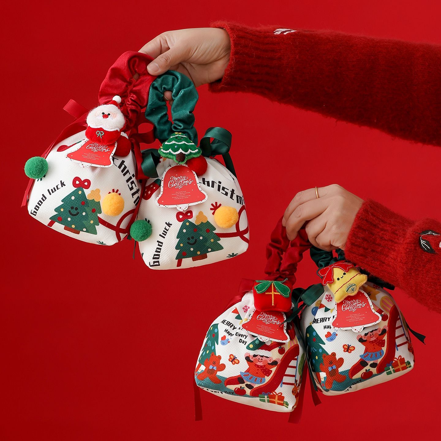 2025新款圣诞节平安夜平安果苹果包装袋儿童手提糖果礼品袋礼物袋