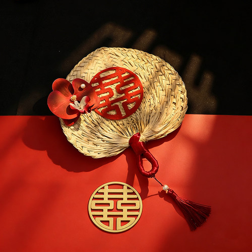 中式复古手工刺绣新娘喜扇