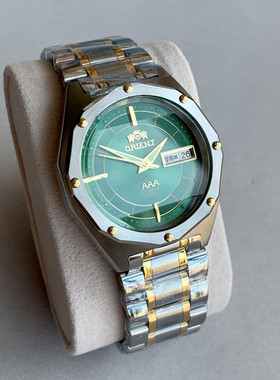 库存双狮经典全自动机械表男防水夜光凹凸镜面双日历精钢蝴蝶扣