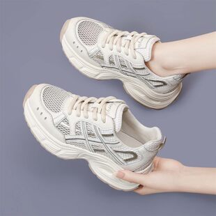 单网厚底老爹鞋女款夏季透气2026新款旅游轻便增高薄款运动休闲鞋