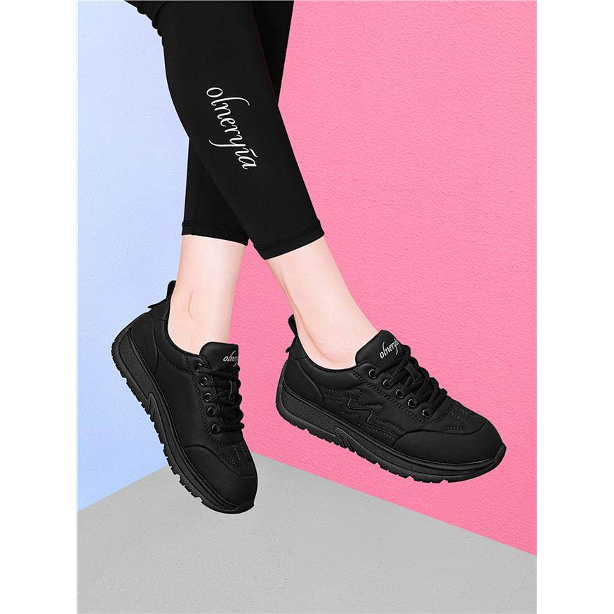 工作鞋黑色女鞋2025年新款不累脚软底防滑防水时尚运动休闲鞋轻便