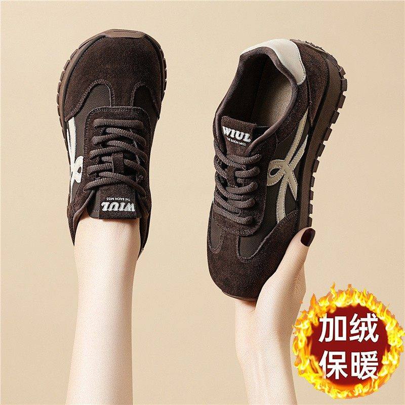 品牌真皮鞋子女2025新款爆款秋德训鞋厚底运动休闲阿甘鞋板鞋百搭,女鞋,德训鞋,淘宝优惠券,粉丝福利购,淘宝优惠卷