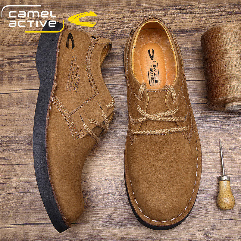 德国骆驼动感春季头层牛皮工装鞋真皮休闲大头皮鞋厚底手工马丁鞋