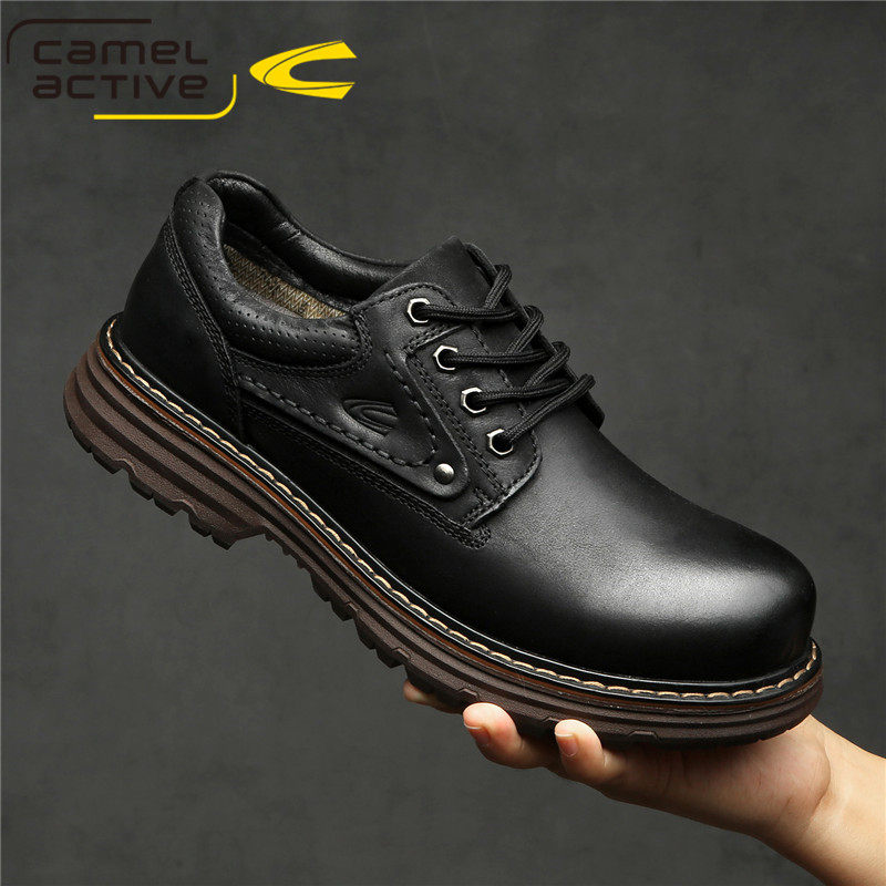 德国骆驼动感工装鞋男鞋户外休闲大头皮鞋头层牛皮低帮马丁鞋短靴