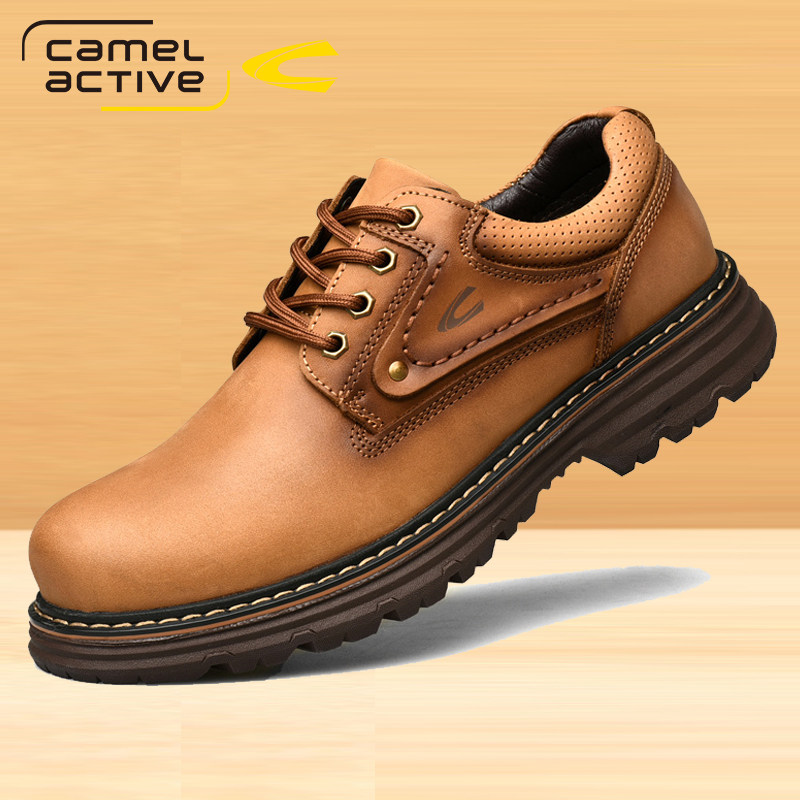 德国骆驼动感男鞋男士工装鞋低帮真皮大头鞋春秋季马丁靴潮流鞋子