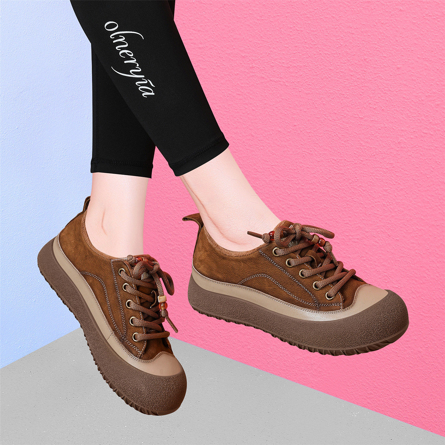 正品2025新款秋冬季厚底加绒保暖真皮休闲鞋小个子软底百搭小皮鞋,女鞋,棉鞋,淘宝优惠券,粉丝福利购,淘宝优惠卷