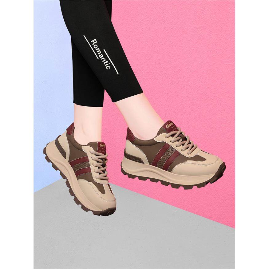 真皮英伦风小皮鞋2025新款女鞋春秋单鞋中跟运动休闲老爹鞋子软底