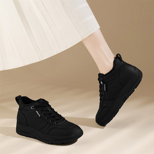 正品休闲真皮2025秋冬季运动圆头鞋皮鞋专柜旅游鞋加绒保暖棉鞋女