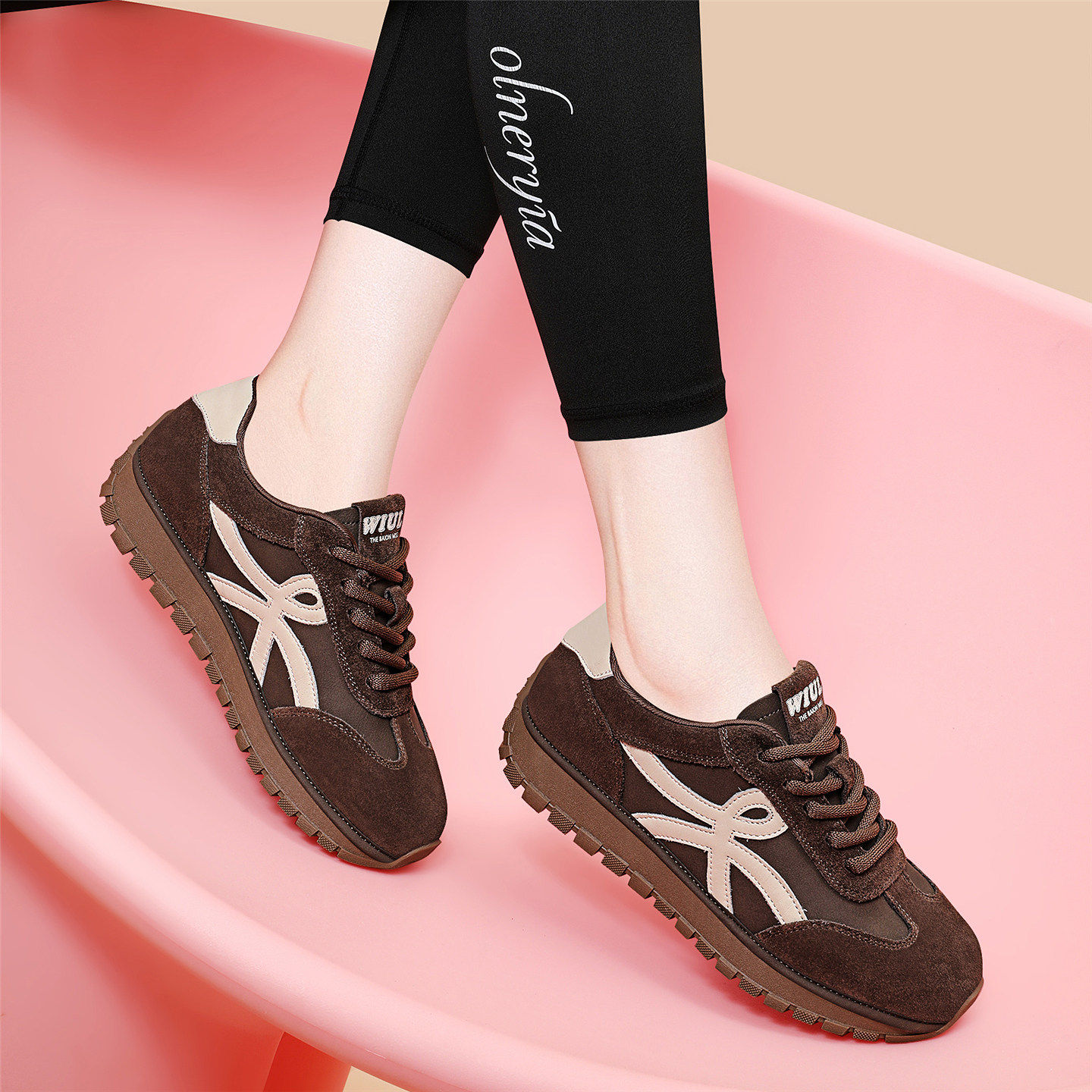 真皮复古厚底德训鞋女2025秋冬新款防滑百搭休闲运动鞋软底系带鞋,女鞋,德训鞋,淘宝优惠券,粉丝福利购,淘宝优惠卷