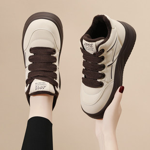 棉鞋女款秋冬季2025新款爆款加绒厚底板鞋平底运动休闲软底面包鞋