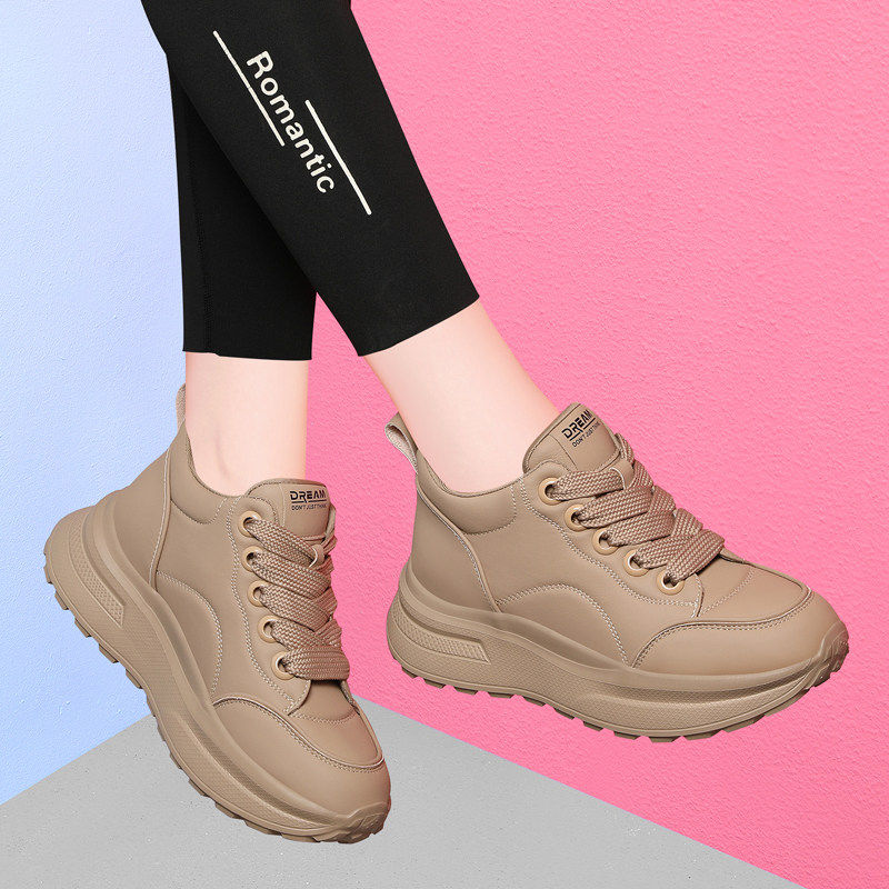 真皮软底运动鞋女2025春秋季新款不累脚工作鞋休闲显瘦厚底老爹鞋