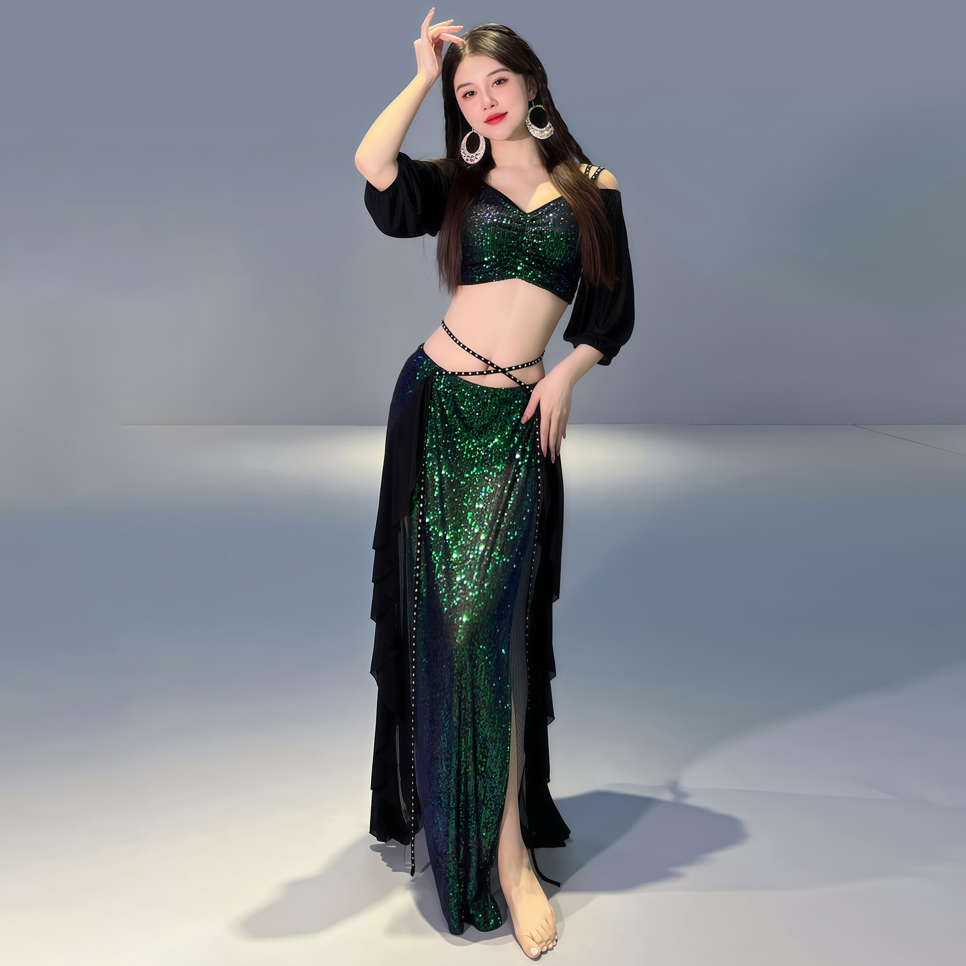 肚皮舞服装新款美人鱼秋冬季