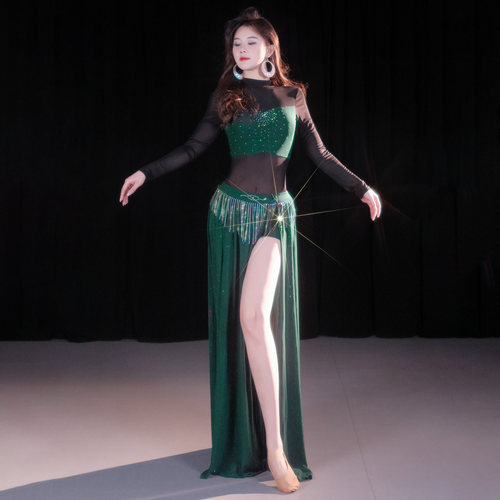 舞娘肚皮舞服装春季新款东方舞原创设计性感网纱流苏表演出服套装