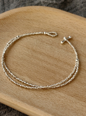 满天星 双层迷你990纯银碎银珠手链女简约细款碎银子波光粼粼细闪