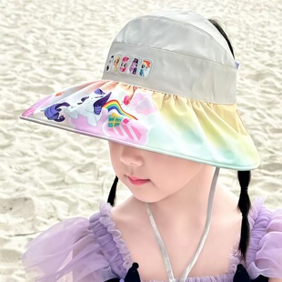 库洛米小马宝莉立体耳朵空顶彩胶防晒帽女儿童宝宝薄款可爱遮阳帽