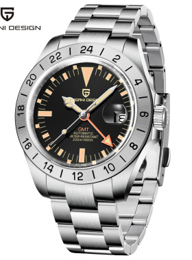 伯佳尼Pagani Design全自动机械手表男圆形精钢GMT防水手表PD1693