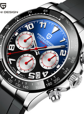 伯佳尼PAGANIDESIGN新款石英手表日历夜光多功能计时防水潮表1687