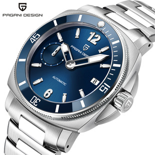 新款PAGANIDESIGN伯佳尼自动机械手表男精钢防水日历夜光表PD1820