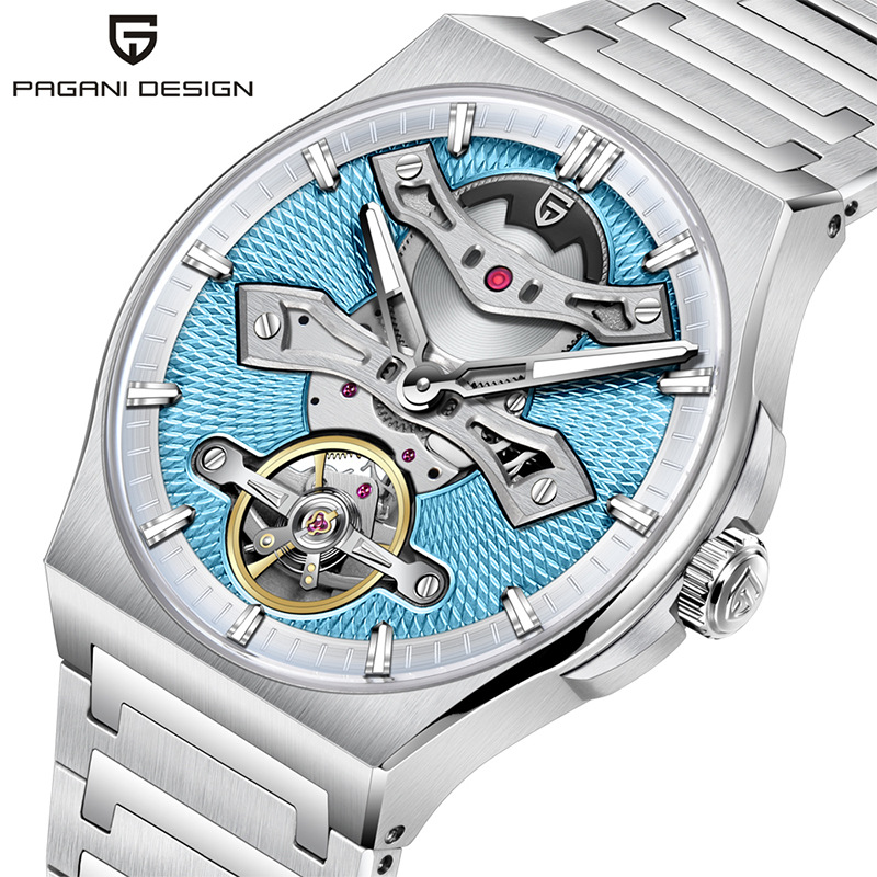 伯佳尼PAGANI新款自动机械手表男精钢镂空夜光防水手表男PD-YS028