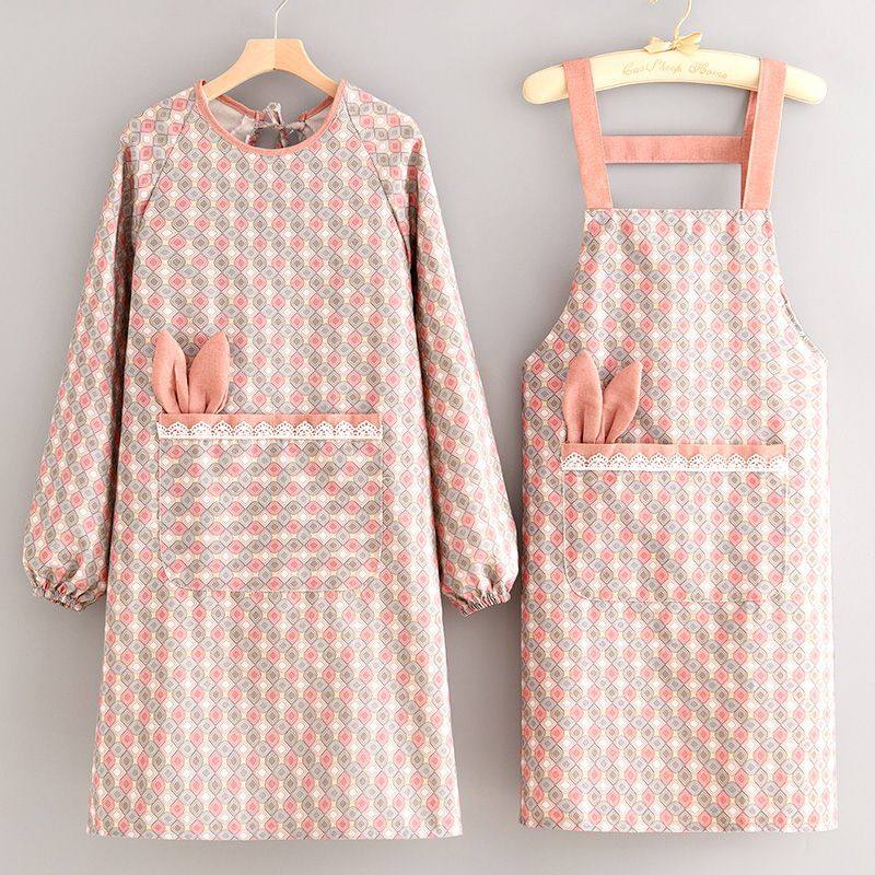 小清新帆布围裙家用厨房防污做饭围腰成人长袖罩衣女外穿耐脏护衣,家庭/个人清洁工具,围裙,淘宝优惠券,粉丝福利购,淘宝优惠卷