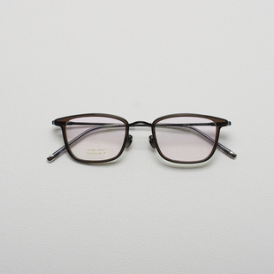 日式 男纯钛眼镜架超轻11g 美学46mm小瞳距方框眼镜高度近视眼镜框