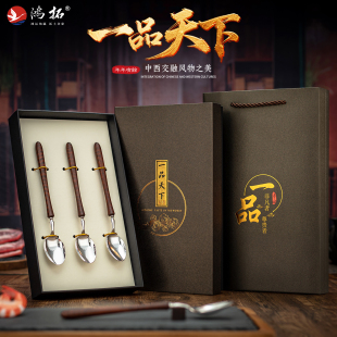 鸿拓实心999千足银纯银筷子勺子叉3三件套装 餐具抑菌健康刻字定制