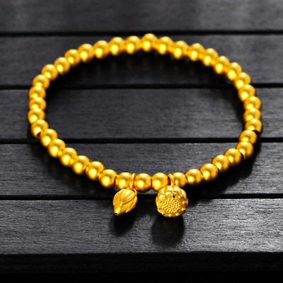仿黄金真金色光珠传承手链俩世欢女款可弹力手串18K合金流行饰品